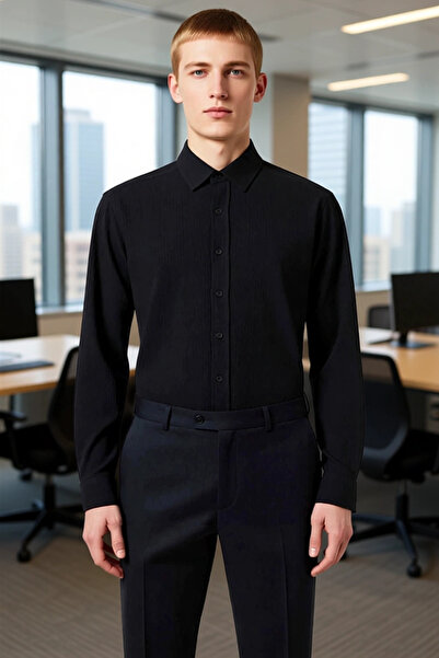 PayBuy Men's Plain Textured Regular Fit Shirt Functional Durable Quality Comfortable Aesthetic Modern