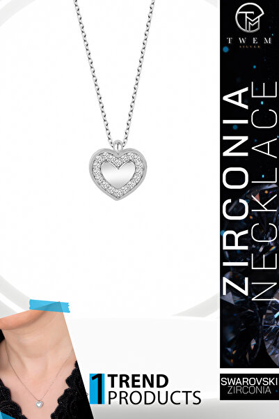 Twem Silver قلادة على شكل قلب مرصعة بحجر الزركونيا من سواروفسكي |   الحب والرحمة