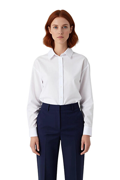 PayBuy Women's Plain Oversized Cotton Long Sleeve Shirt Offers Elegance with Button Detail on the Back Functional