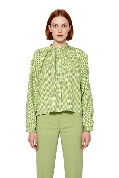 PayBuy Women's Judge Collar Checkered Wide Fit Woven Shirt a Modern and Comfortable Choice Functional Stylish