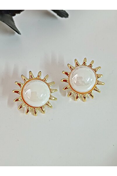 mos&more Gold Pearl Sun Women's Earrings