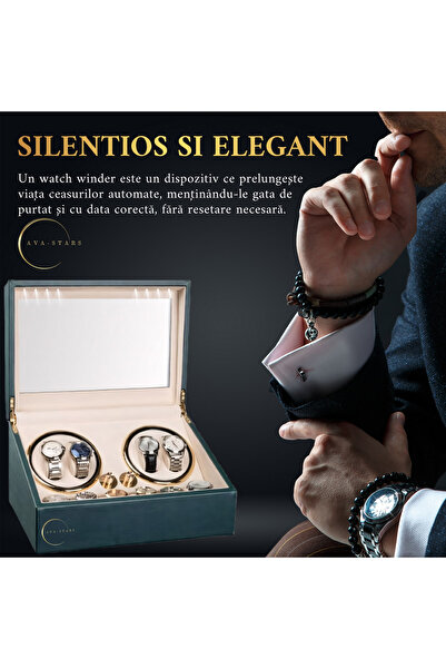 AVA-STARS Automatic watch winder box, Luxury 4+6, AVA-STARS, LED interior, Leather exterior