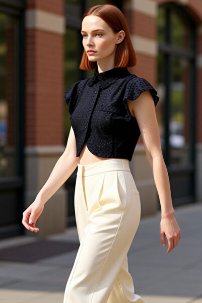 PayBuy Women's Short Brode Shirt Casual Elegance Summer Season Combinations Ideal Choice Functional Comfortable