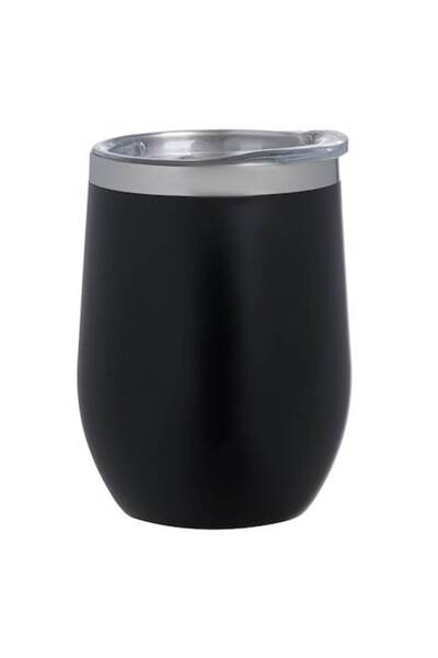 OEM Pahar Termos Metalic Negru cu Capac Transparent 350ml