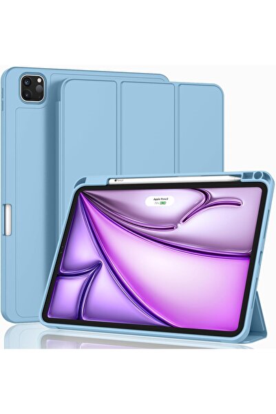 NEONI iPad Air 13-inch Case (M3 2025 / M2 2024) with Pencil Holder, Trifold Stand — Azure Blue