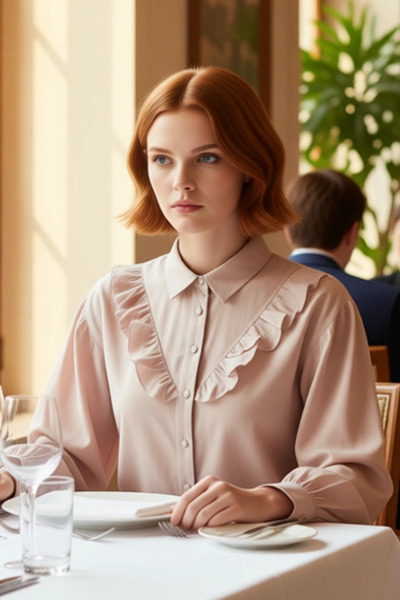 PayBuy Women's Ruffle Detailed Long Balloon Sleeve Woven Shirt Creates Casual and Stylish Outfits Sports