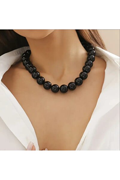 MYSTERY TAKI AKSESUAR Black Pearl Complementary Necklace