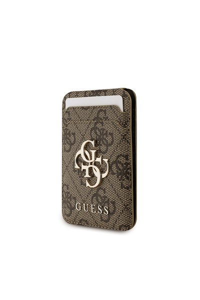 Guess iPhone 17 Pro Compatible Case Licensed M-Safeli 4g Metal Large Logo Card Holder Cover Brown