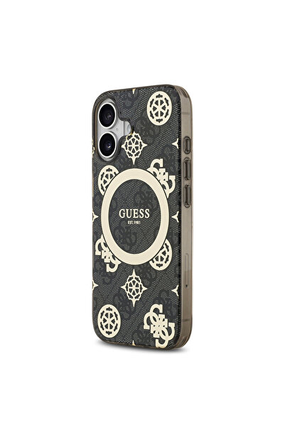 Guess iPhone 17 Compatible Case Licensed M-Safeli Iml Peony and 4g Patterned Classic Logo Cover Black