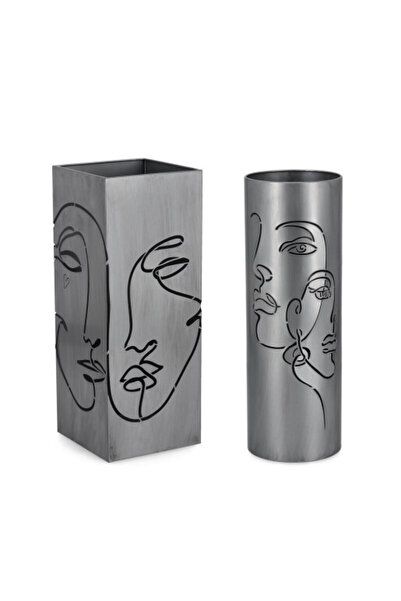 Bizzotto Set of 2 silver steel umbrella stands Evans 20x20x52h; ø18x52h