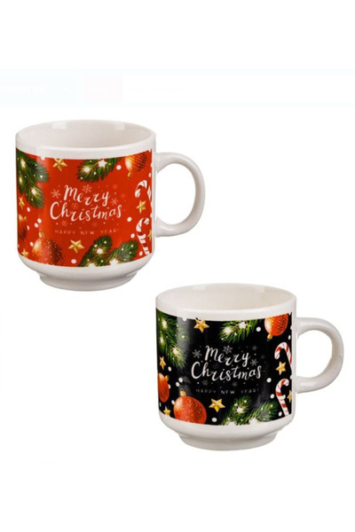 NBPRINT Set of Christmas Ceramic Cups Candy Ornaments 150ml - 2pcs