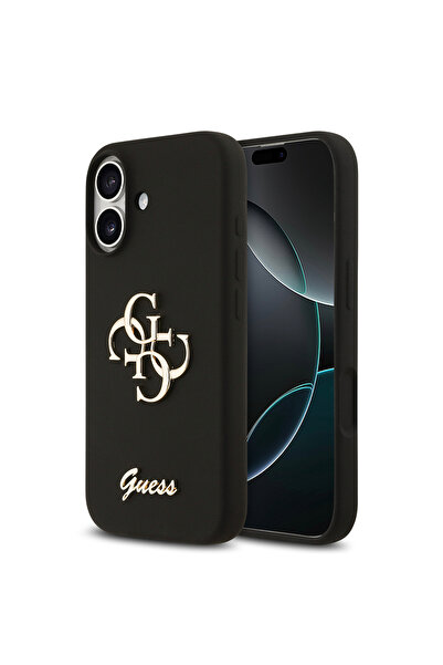Guess غطاء متوافق مع هاتف iPhone 17، غطاء أصلي مرخص بشعار مكتوب عليه باللون ا...