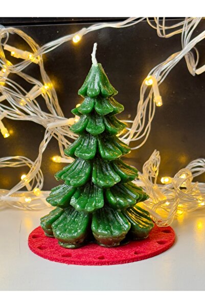 Mini Tasarım Atölyem Green Christmas Pine Tree Shaped Candle