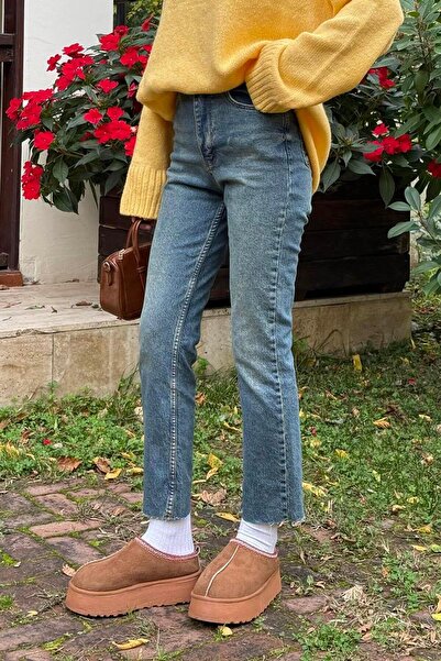 lamelif Raw Hem Fit Jean Blue Wash