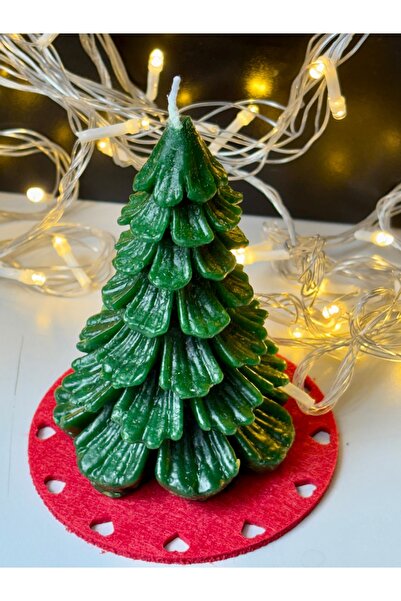 Mini Tasarım Atölyem شمعة على شكل شجرة الصنوبر الخضراء لعيد الميلاد