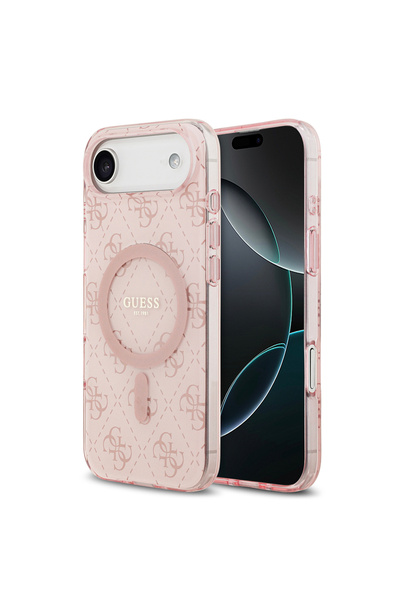 Guess iPhone 17 Air Compatible Case Licensed M-Safeli Iml Printed Classic Logo 4g Patterned Cover Pink