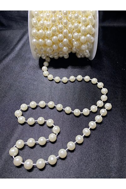 Massaltay Cream Color Pearl Ribbon 8mm – Accessory and Hobby Decoration 4 Meters