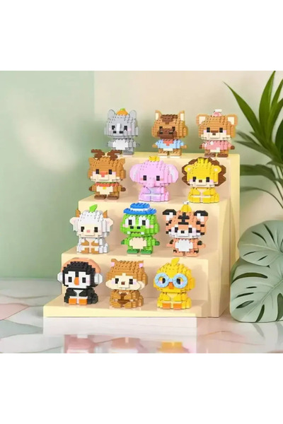 SHANTOU Sevimli Hayvanlar Blok Yapboz Yapı Taşı Figür (Modellerden Herhangi Biri 1 Adet Gönderilir)