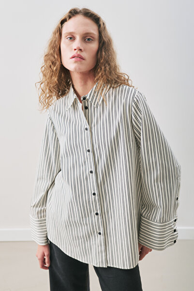 Manuka Oversized Striped Shirt Black Strip