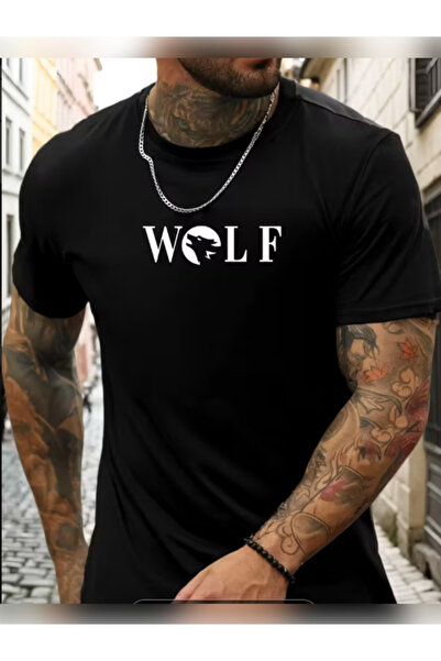 TİMİSİVA Tricou unisex supradimensionat WOLF cu imprimeu guler rotund cu mâne...