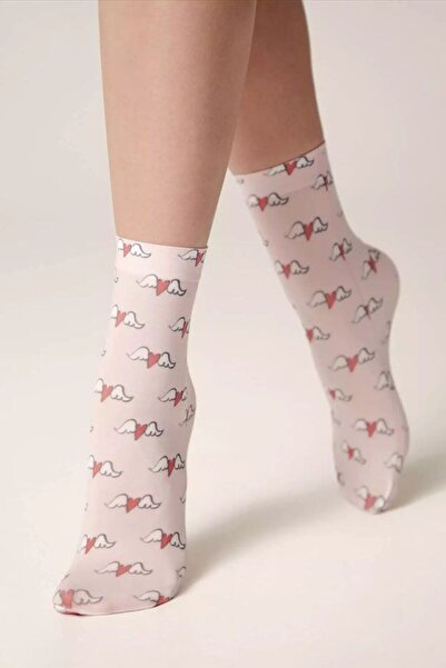 Conte Elegant Funny socks with flying hearts pattern, Conte Fantasy 752 - Lig...