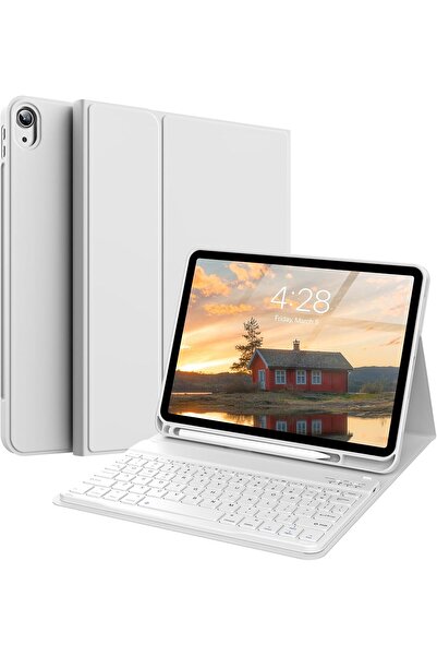 m.tk moveteck iPad 11Th Generation A16 2025 / 10Th Generation 10.9 Compatible Tablet Case with Keyboard Wireless Bluetooth Pen Compartment