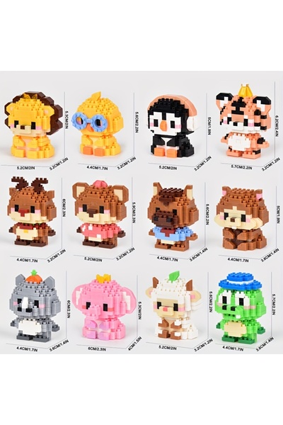SHANTOU Sevimli Hayvanlar Blok Yapboz Yapı Taşı Figür (Modellerden Herhangi Biri 1 Adet Gönderilir)