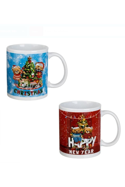 NBPRINT Set of Ceramic Christmas Mugs Bears 330ml - 2pcs