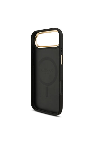 Guess iPhone 17 Air Compatible Case Licensed M-Safeli 4g Metal Big Logo Card Holder Cover Black