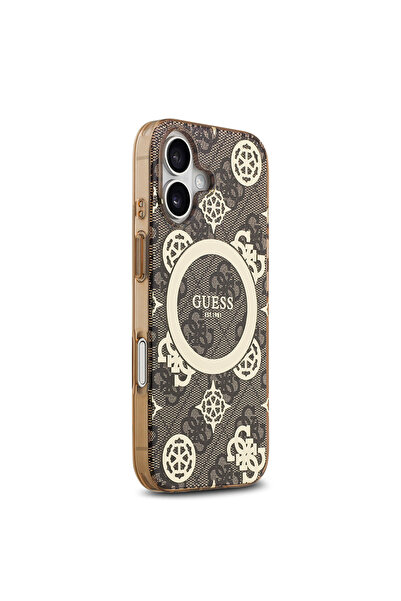 Guess iPhone 17 Compatible Case Licensed M-Safeli Iml Peony and 4g Patterned Classic Logo Brown