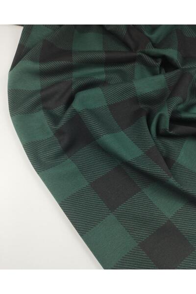 Kumaş Parça قماش محبوك منقوش باللونين الأخضر والأسود (العرض 160 سم × الطول 20...