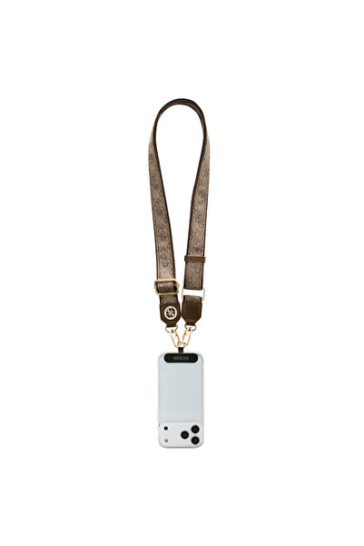 Guess Licensed Stone Metal Logo Cross Body Phone Strap 1.5 Meter Brown