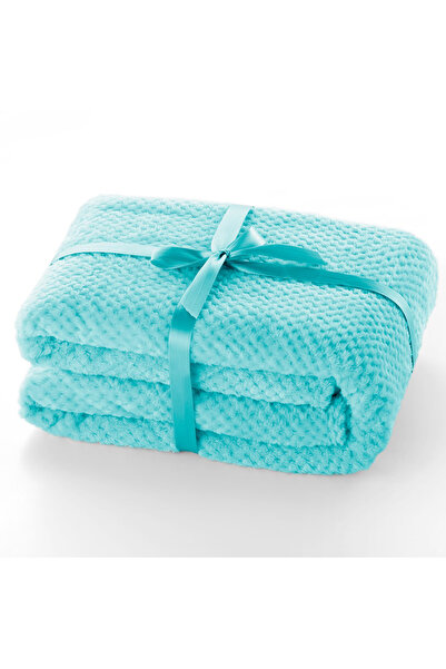 Deco King Modern style blanket with embossed jacquard pattern, Henry, 240 g/m2, 70x150 cm, turquoise