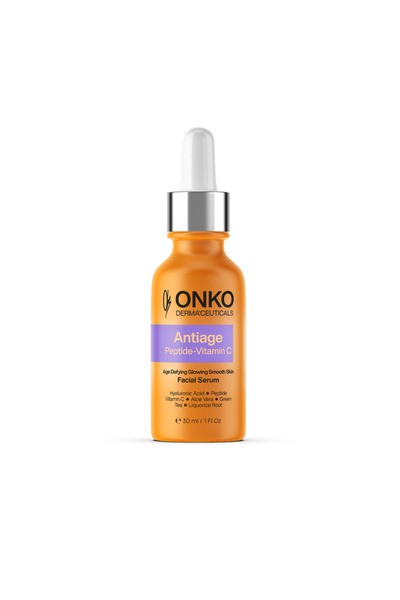 Onko Dermaceuticals Ser facial anti-îmbătrânire cu peptide și vitamina C, retinol, acid hialuronic, colagen, ser hidratant pentru față