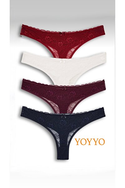 YOYYO Γυναικεία εσώρουχα 4 τεμαχίων με δαντέλα από πολυαμίδιο - Εσώρουχα
