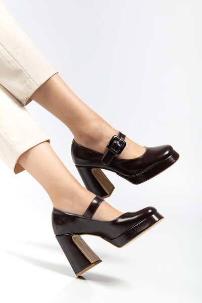 ALTIN TOPUK Women's Brown Heeled Platform Shoes