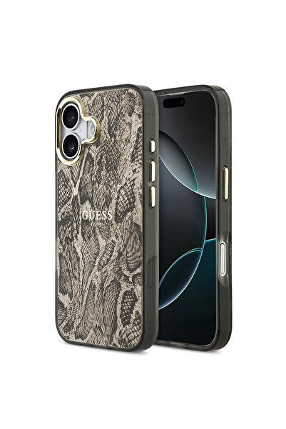 Guess غطاء متوافق مع هاتف iPhone 17، مزود بترخيص M-safe، وشعار مكتوب عليه، وغ...