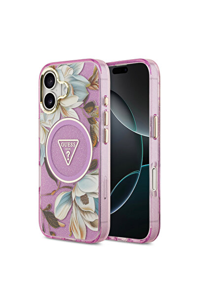 Guess حافظة آيفون 17 مرخصة من M-safeli بنمط زهور لامعة مع إطار معدني للكاميرا...