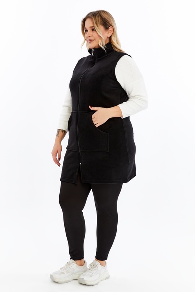 Nehir tekstil Mock Neck Kangaroo Pocket Solid Color Unisex Long Fleece Vest