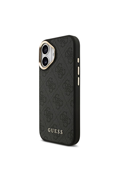 Guess iPhone 17 Compatible Case Licensed M-Safe Featured 4g Metal Large Logo Card Holder Cover Black