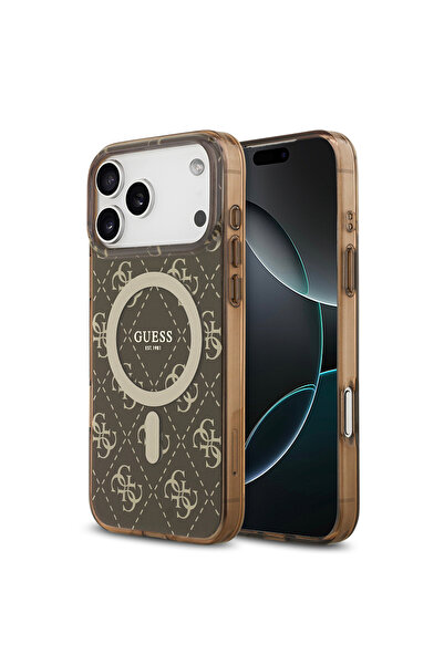 Guess iPhone 17 Pro Compatible Case Licensed M-Safeli Iml Printed Classic Logo 4g Patterned Brown
