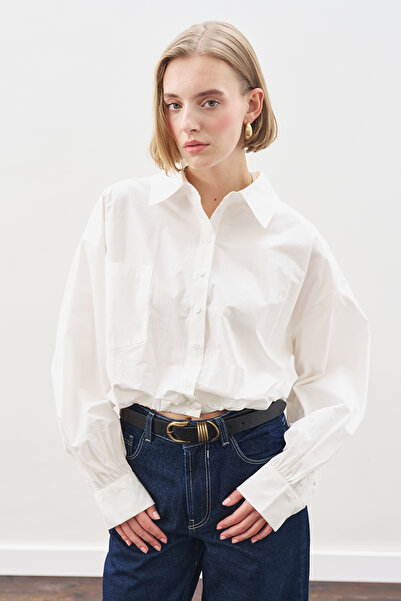 Manuka Crop Balon Form Shirt Ecru