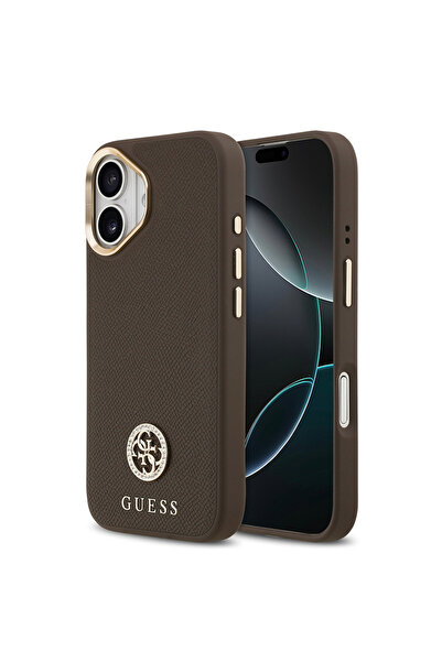 Guess غطاء متوافق مع آيفون 17 مرخص من M-safeli مع كتابة محببة وشعار 4G مرصع ب...