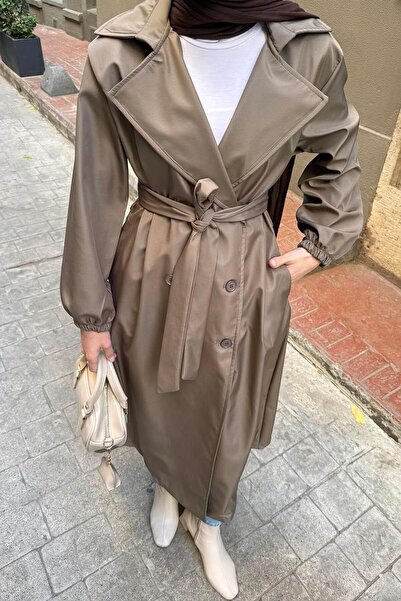 lamelif Ελαστικό μανίκι με λεπτομέρειες καμπαρντίνα χακί