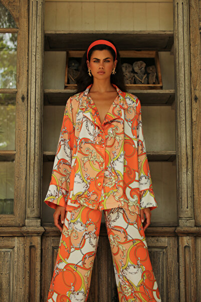 Maison Jessie Aurelie İpek Saten Pantolon Takım Orange