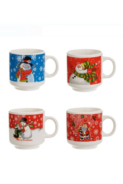 NBPRINT Set of Ceramic Christmas Mugs Figures 160ml - 4pcs