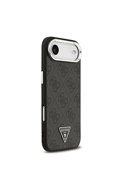 Guess iPhone 17 Air Case Licensed M-Safeli Silver with Camera Frame Triangle Logo 4g Patterned Black
