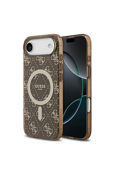 Guess iPhone 17 Air Compatible Case Licensed M-Safeli Iml Printed Classic Logo 4g Patterned Brown