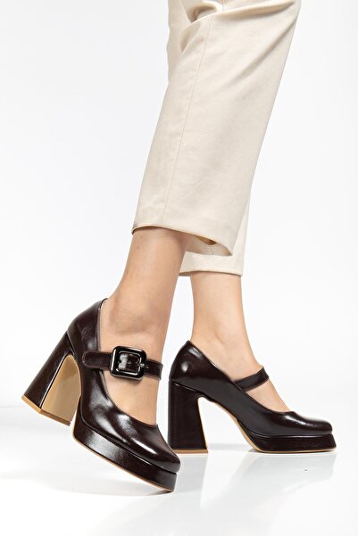 ALTIN TOPUK Women's Brown Heeled Platform Shoes
