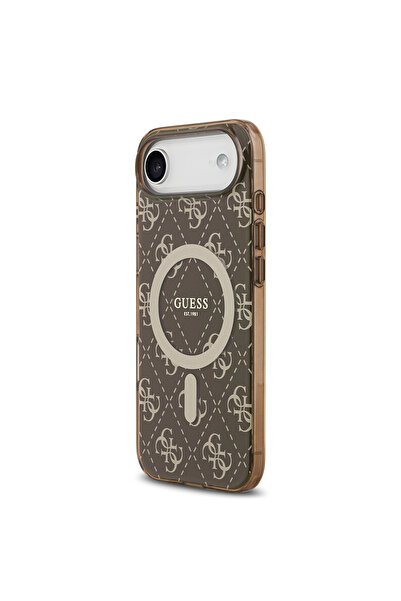 Guess iPhone 17 Air Compatible Case Licensed M-Safeli Iml Printed Classic Logo 4g Patterned Brown